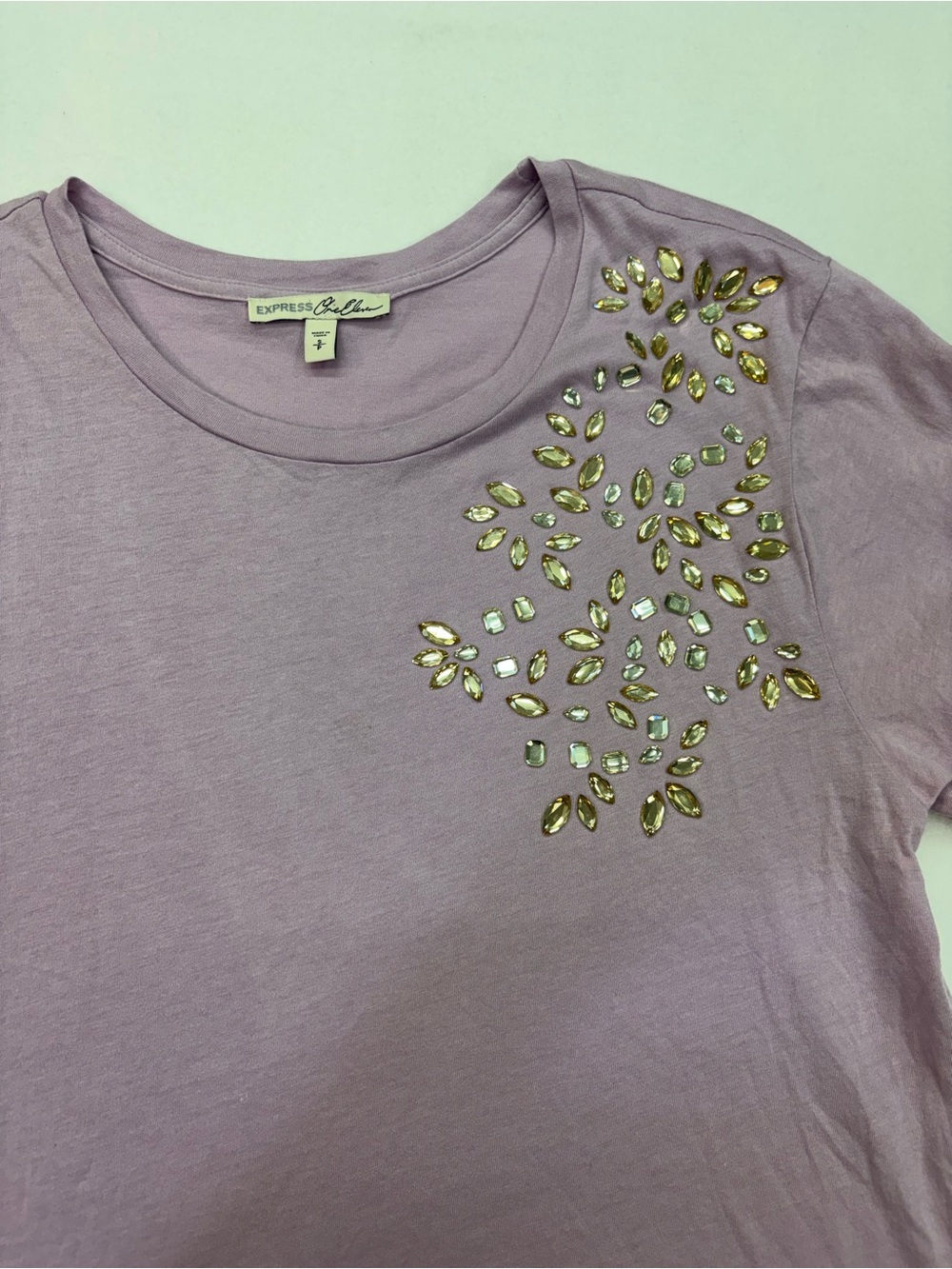 Express Lavender Short-Sleeve Tee with Gold Embellishments - Picture 2 of 5